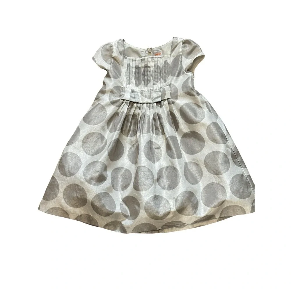 Gymboree Gray‎ Pewter Holiday Gems Pin Tucked Polka Dot Dress Size 2T